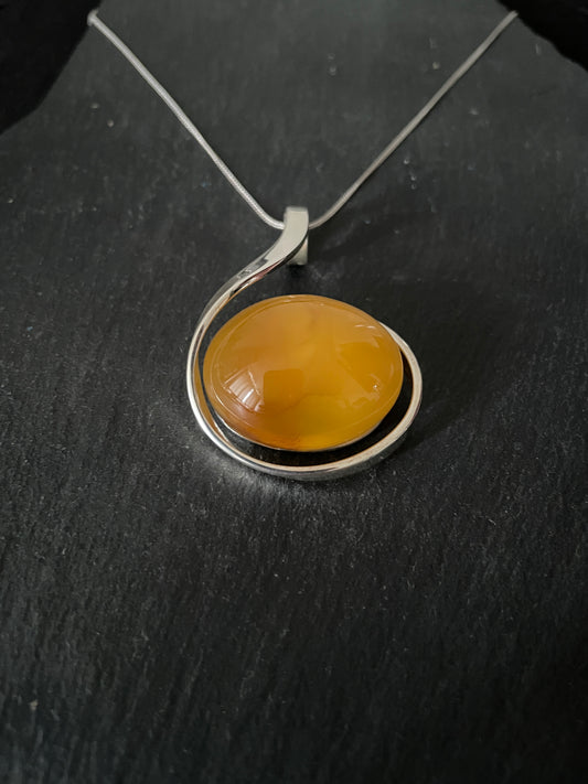 Amber Pendant with Handmade Silver Pendant image 1