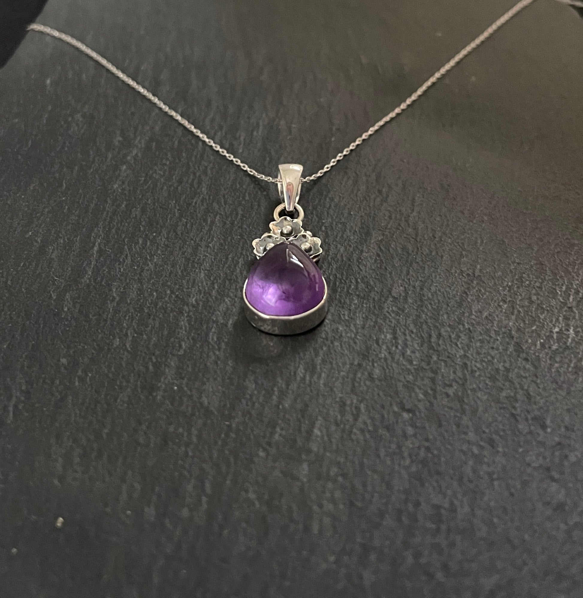 Amethyst and Silver Flower Pendant image 1