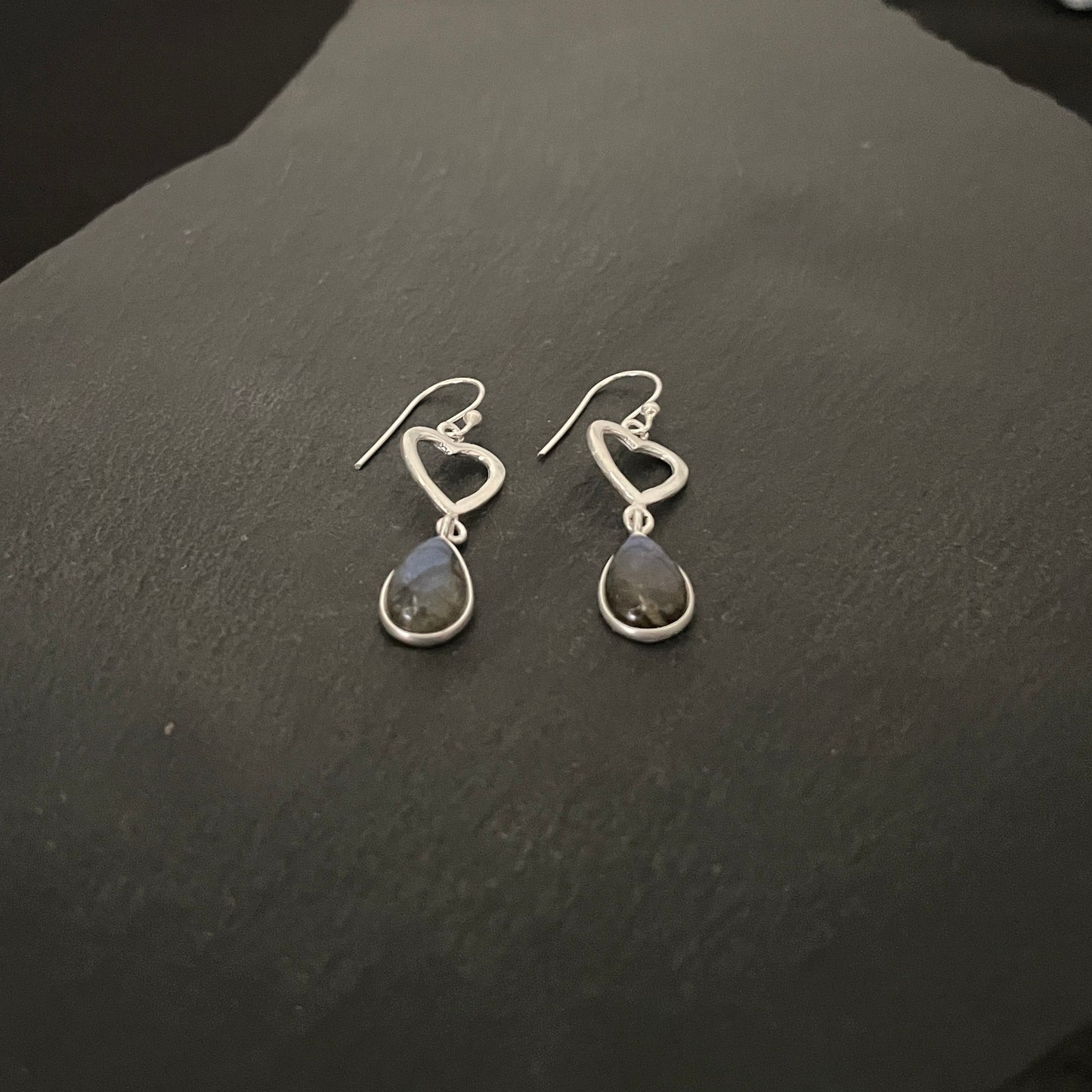 Labradorite Heart Earrings image 1