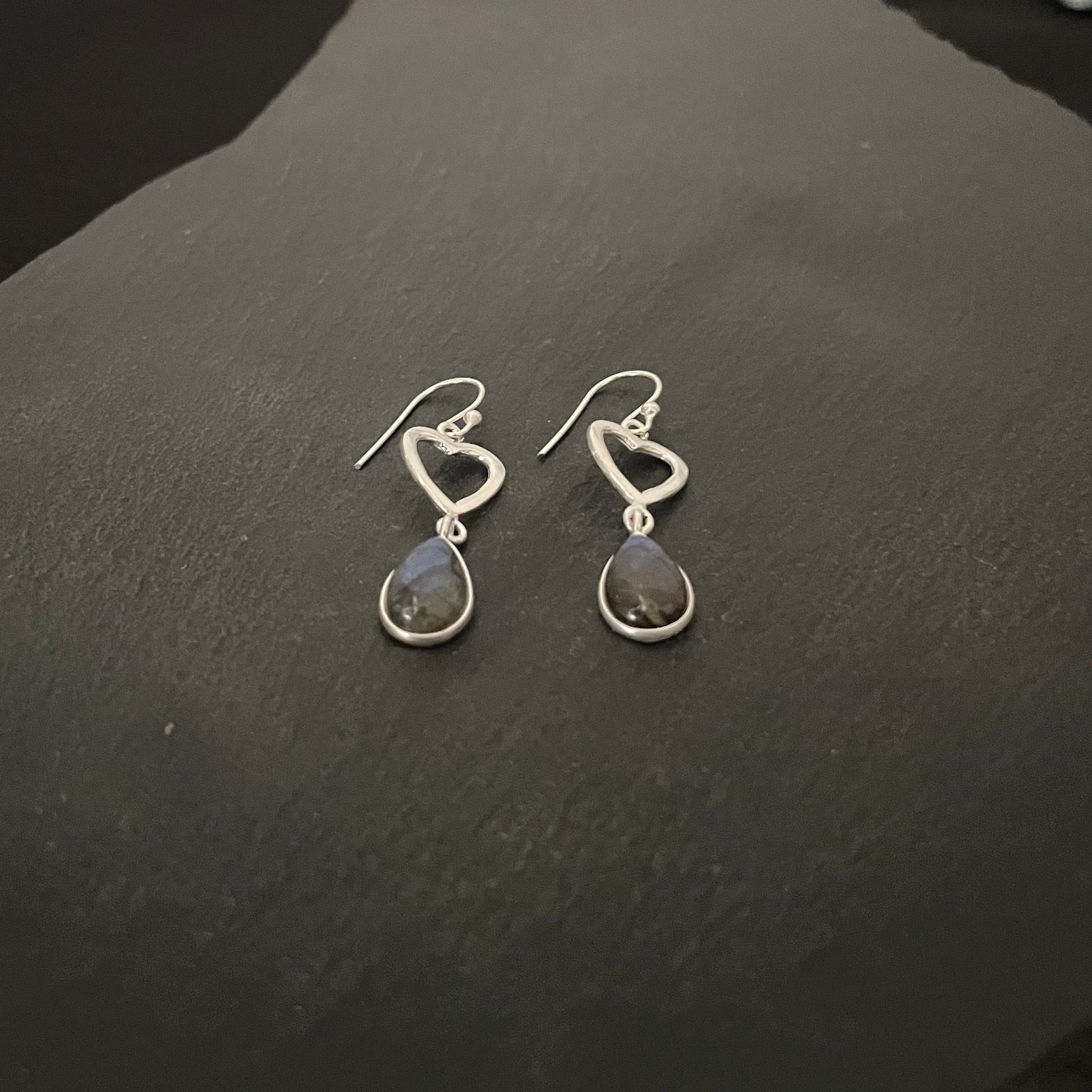 Labradorite Heart Earrings image 1