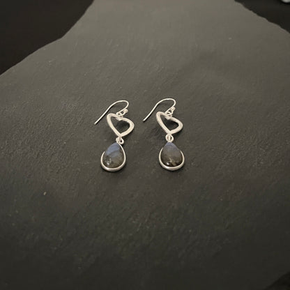Labradorite Heart Earrings image 1