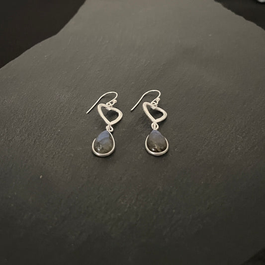 Labradorite Heart Earrings image 1