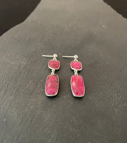 Rectangle Ruby Drop Earrings image 1