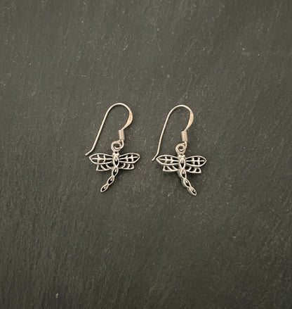 Silver Dragonfly Earrings image 0