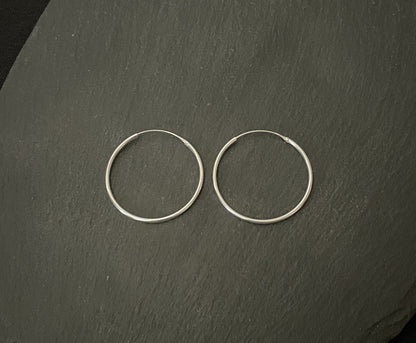 Round Silver Hoops image 0