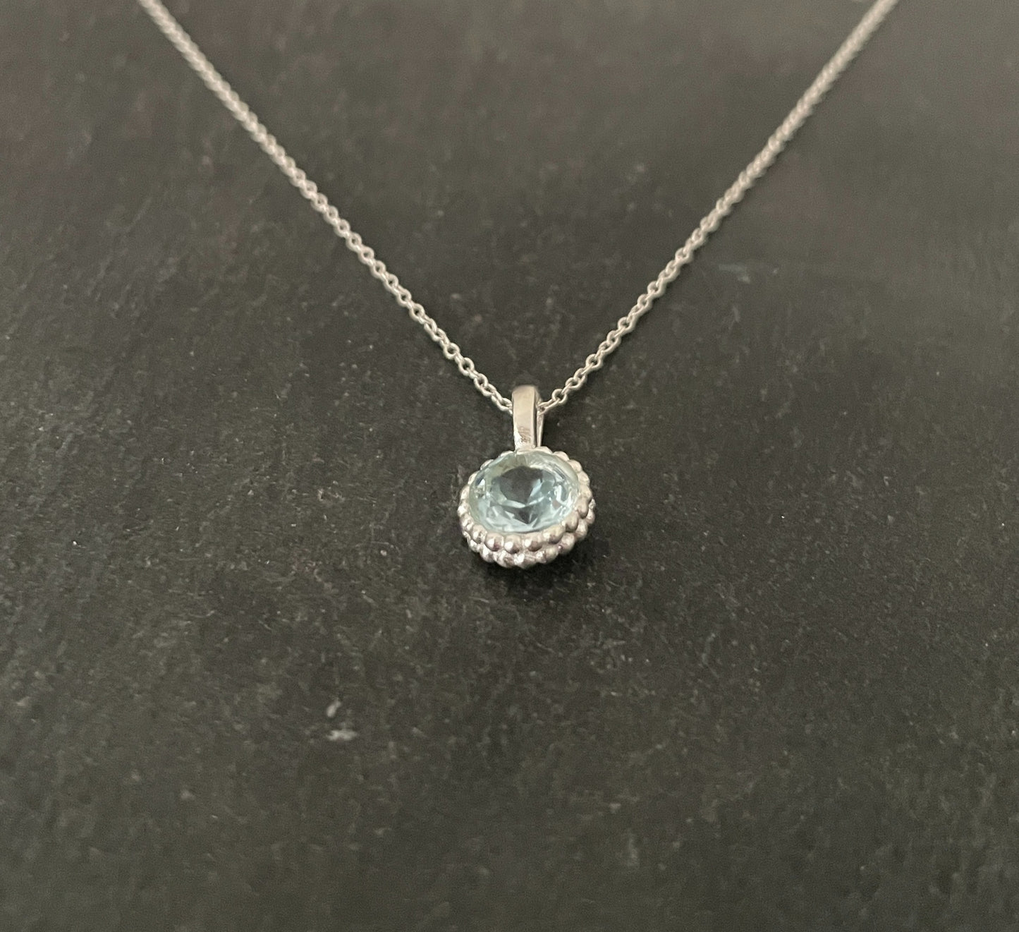Round Blue Topaz Pendant image 1