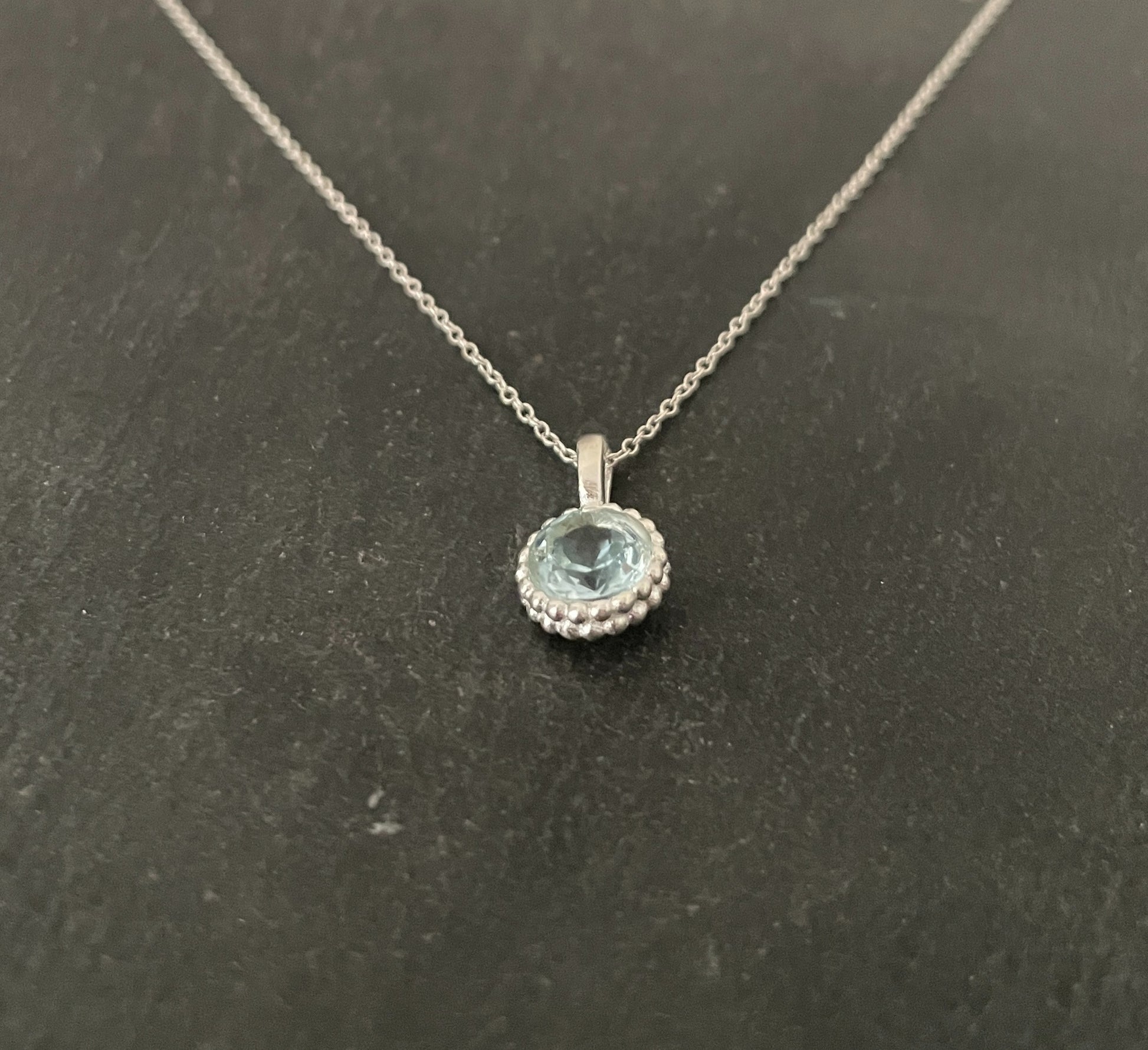 Round Blue Topaz Pendant image 1