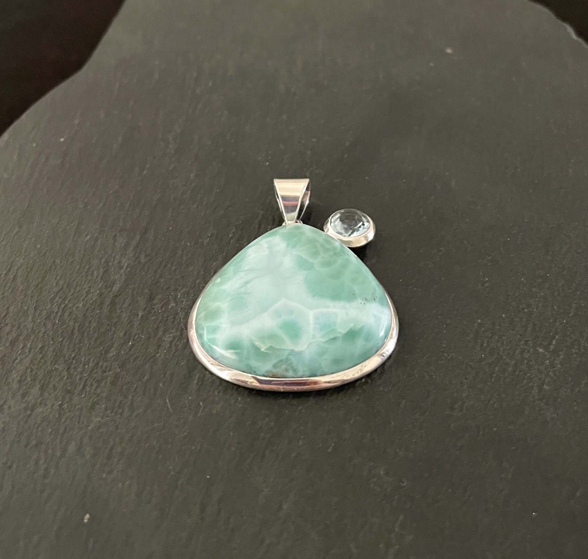 Larimar and Blue Topaz Teardrop Pendant image 1