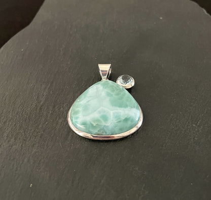 Larimar and Blue Topaz Teardrop Pendant image 1
