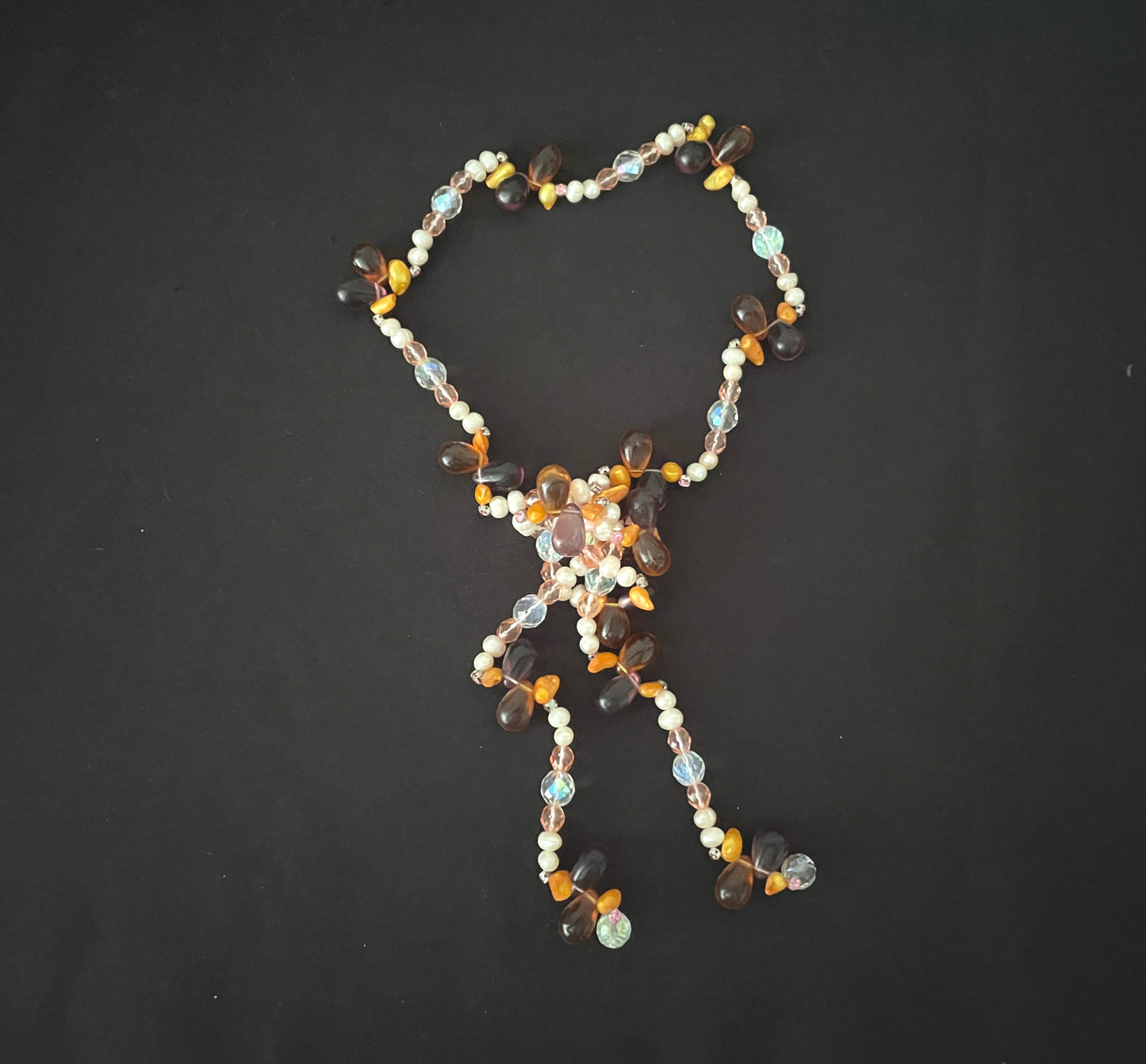 Glass and Pearl Bead Lariat Necklace image 2