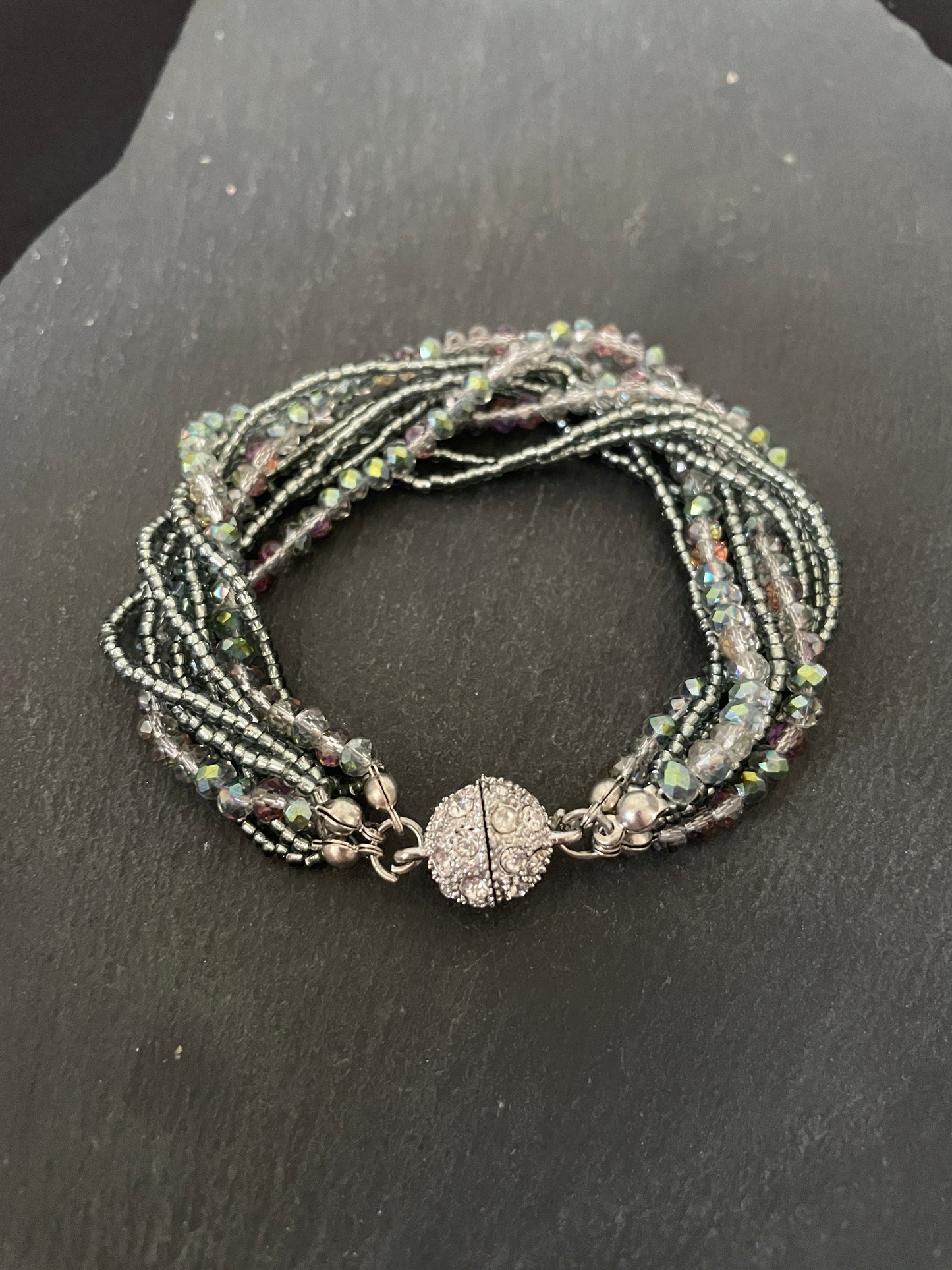 Green Multi Row Coloured Round Bead Bracelet image 2