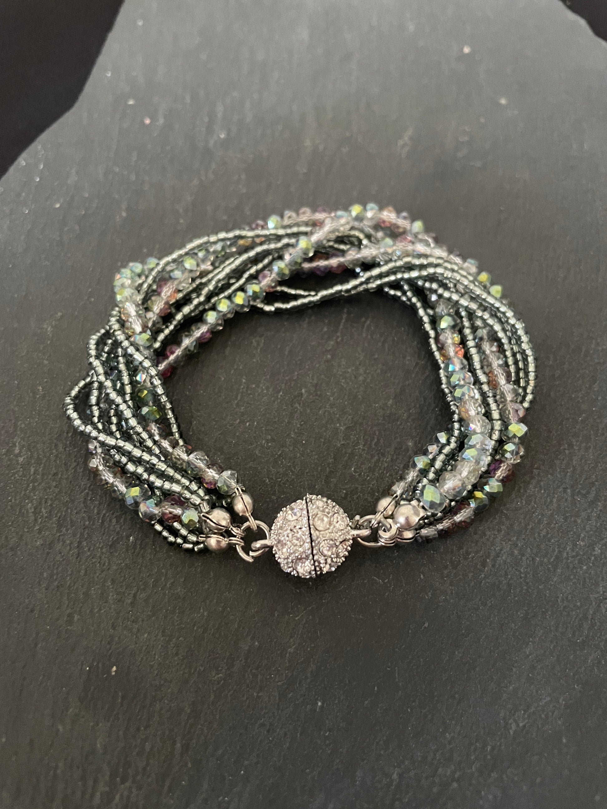 Green Multi Row Coloured Round Bead Bracelet image 2