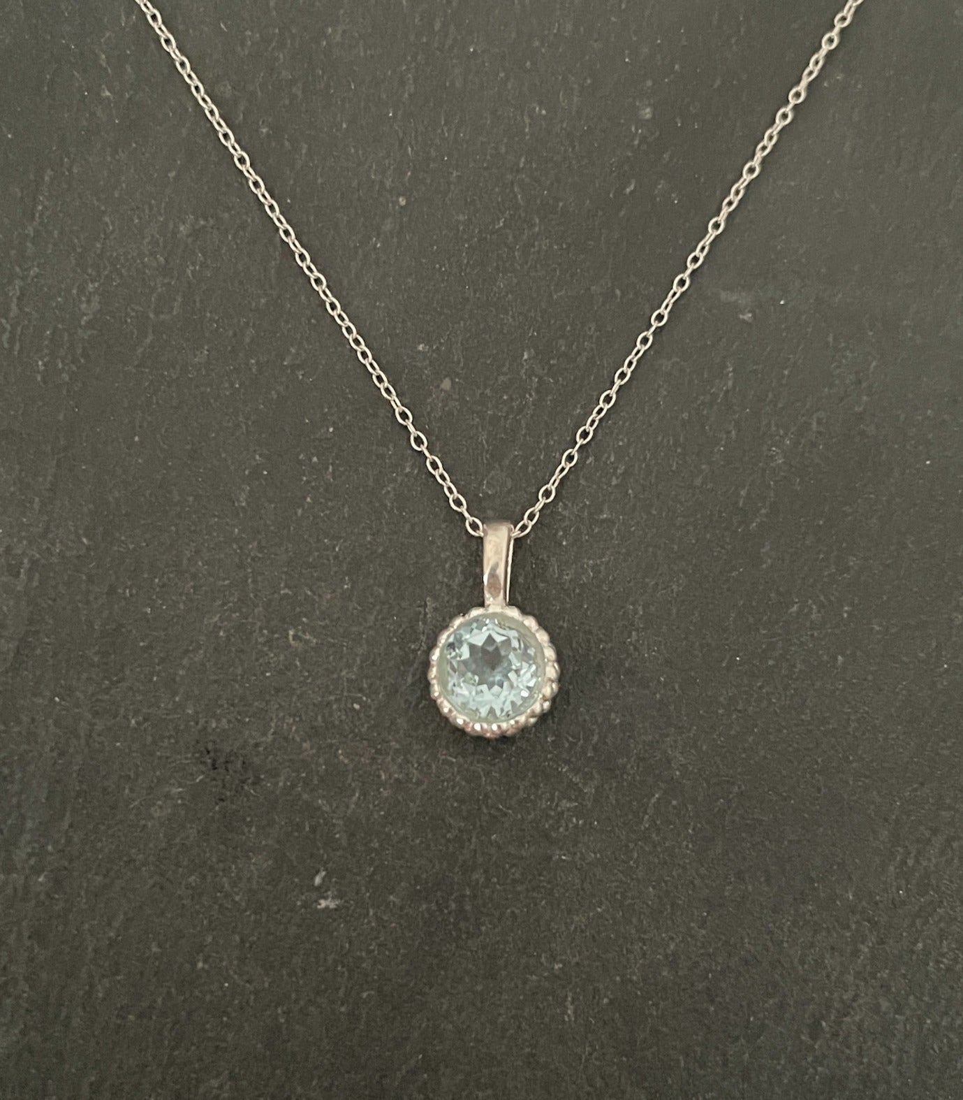 Round Blue Topaz Pendant image 0