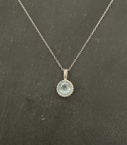 Round Blue Topaz Pendant image 0