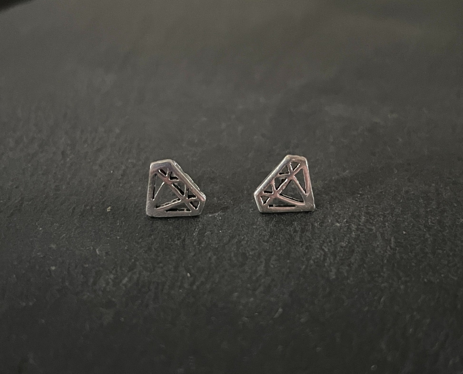 Silver Diamond Studs image 0