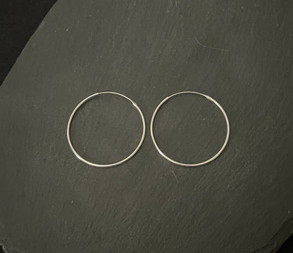 Round Silver Hoops image 0