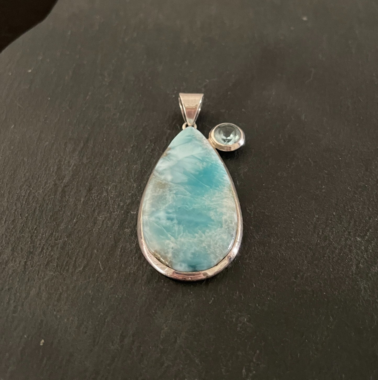 Larimar and Blue Topaz Teardrop Pendant image 3