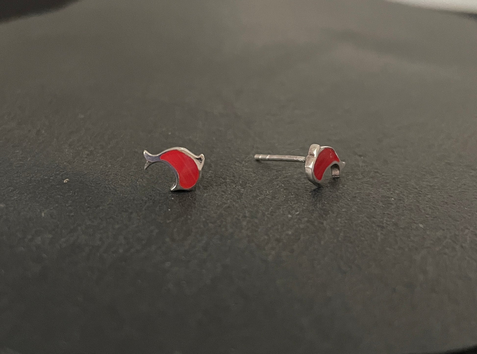 Coral Dolphin Stud Earrings image 1