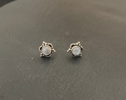 Moonstone and Silver Stud Earrings image 0