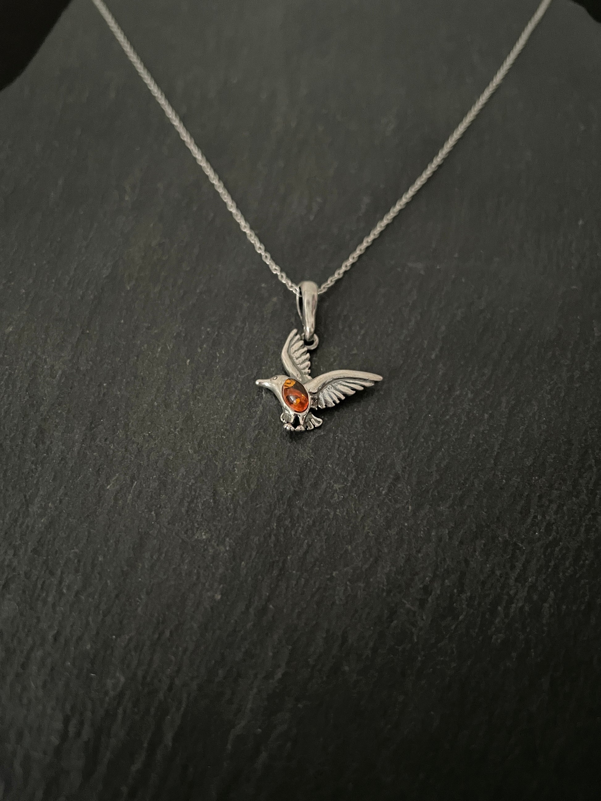 Amber and Silver Dove Pendant image 1