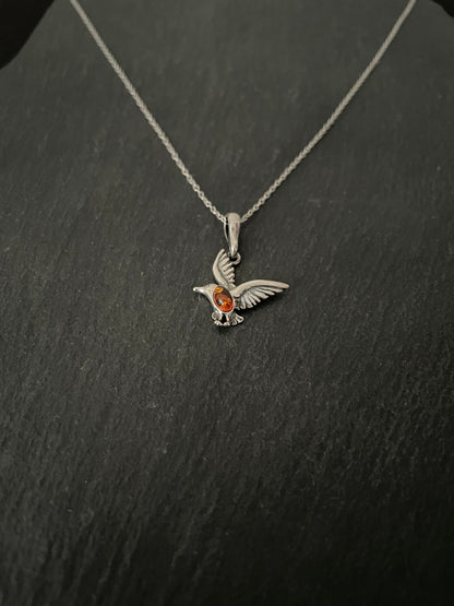 Amber and Silver Dove Pendant image 1