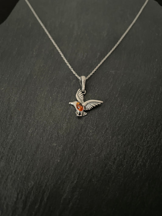 Amber and Silver Dove Pendant image 1