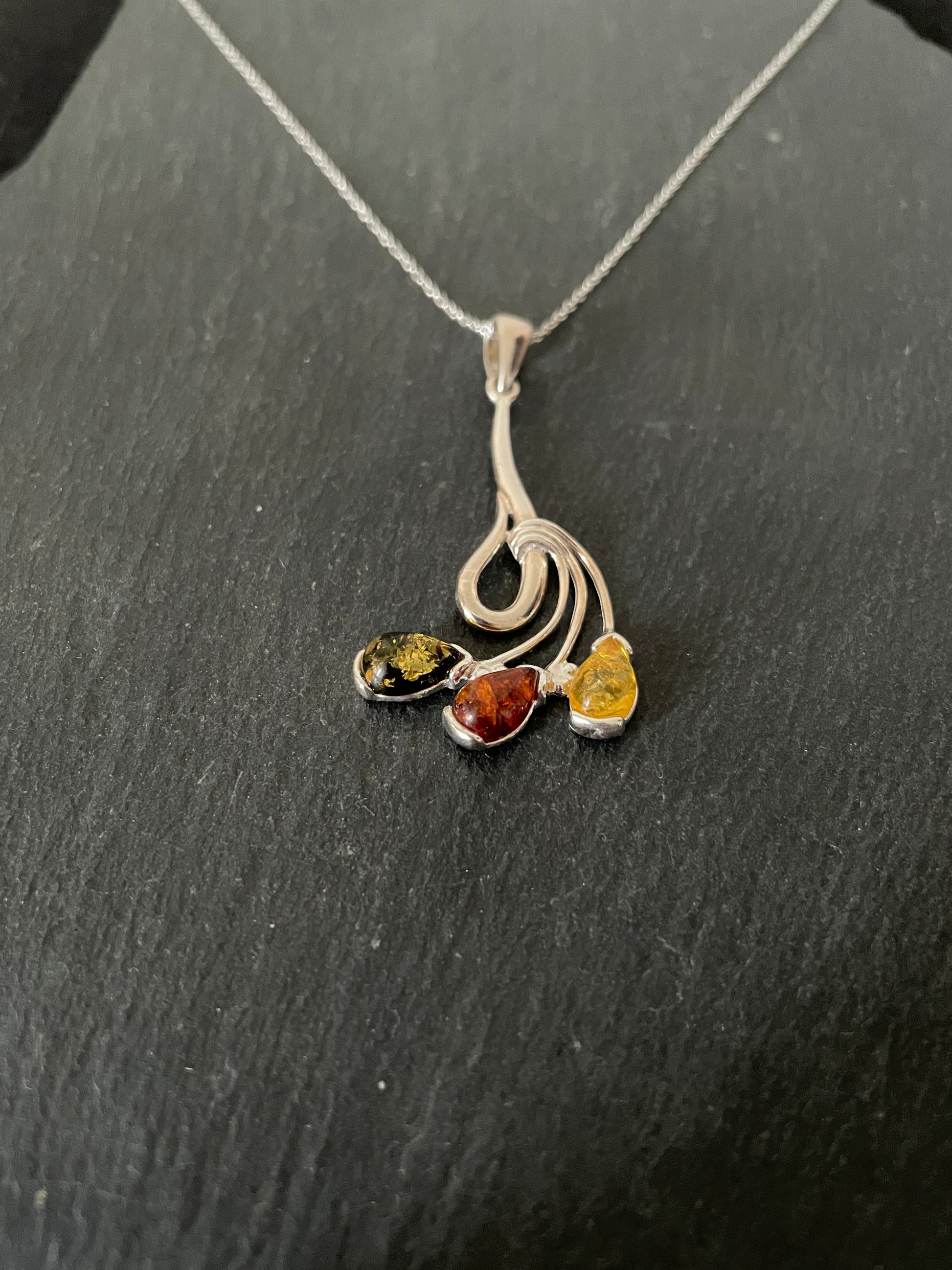 Amber and Silver Pendant image 1
