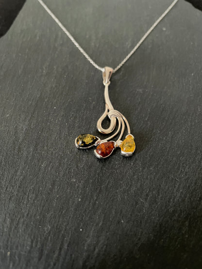 Amber and Silver Pendant image 1