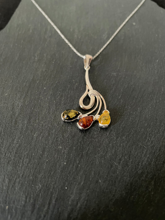 Amber and Silver Pendant image 1