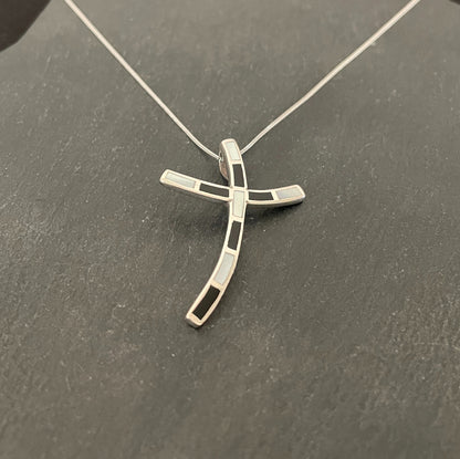 Black Onyx and Mother of Pearl Cross Pendant image 1
