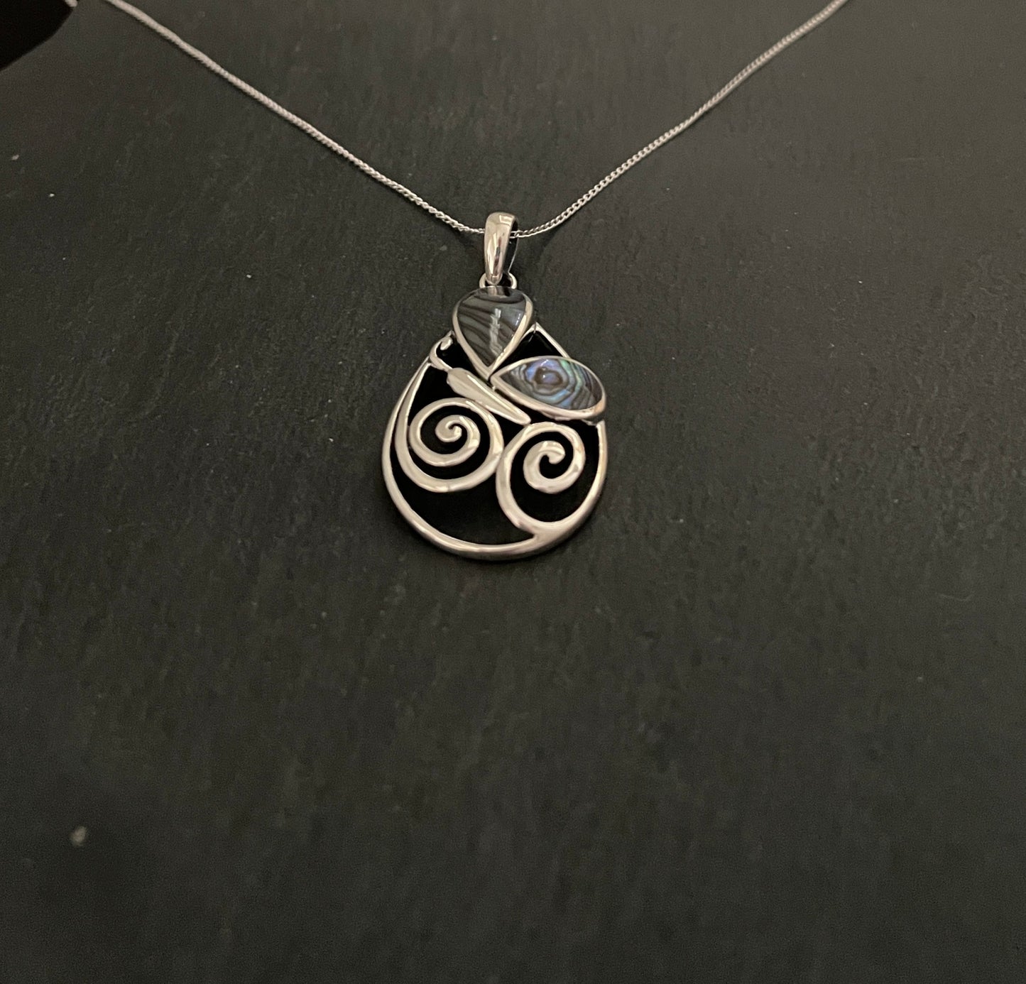 Paua Shell and Silver Butterfly Pendant image 1