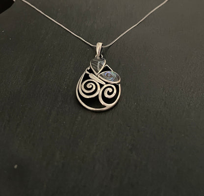 Paua Shell and Silver Butterfly Pendant image 1