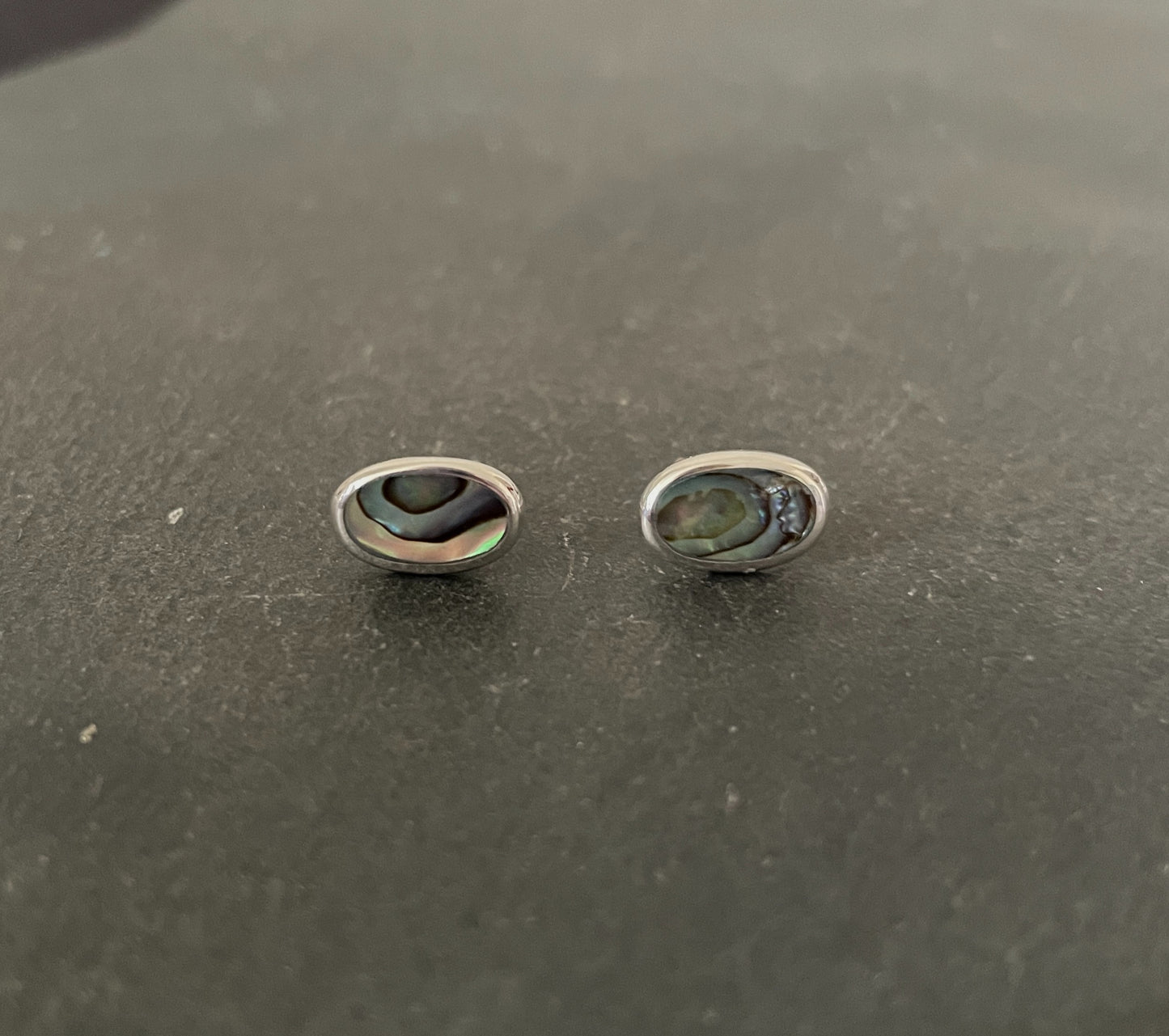Paua Shell and Silver Oval Studs image 0