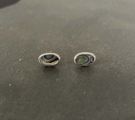 Paua Shell and Silver Oval Studs image 0