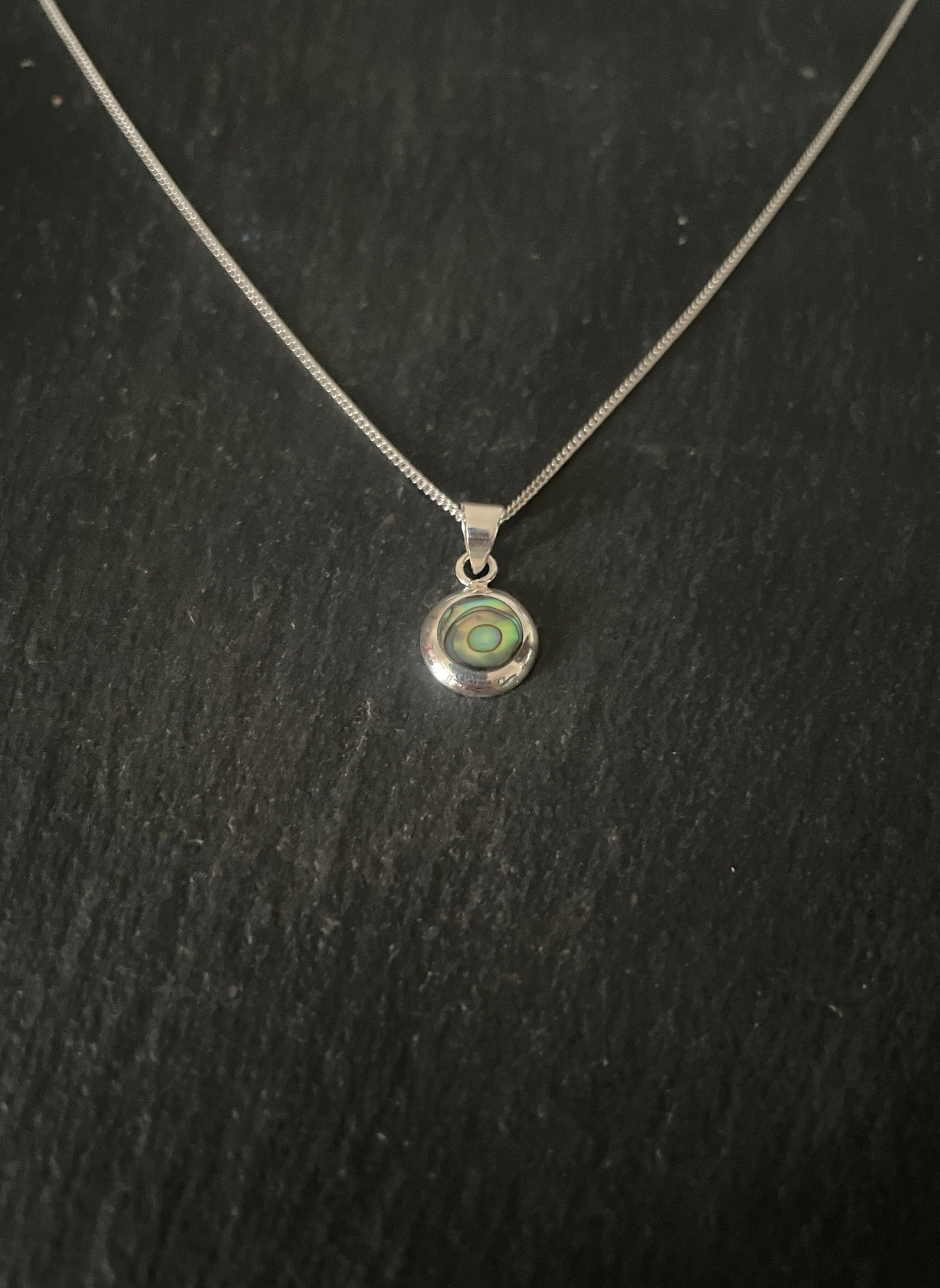 Round Paua Shell and Silver Pendant image 1