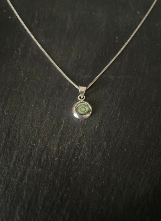 Round Paua Shell and Silver Pendant image 1
