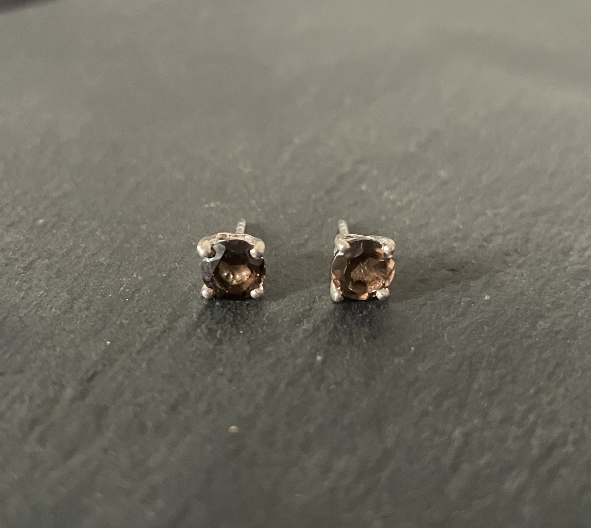 Smokey Quartz Round Stud Earrings image 0