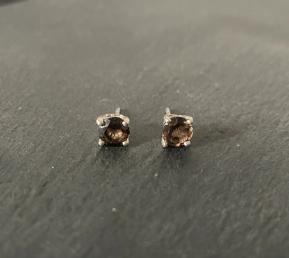 Smokey Quartz Round Stud Earrings image 0