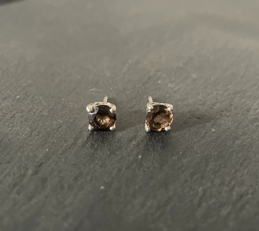 Smokey Quartz Round Stud Earrings image 0