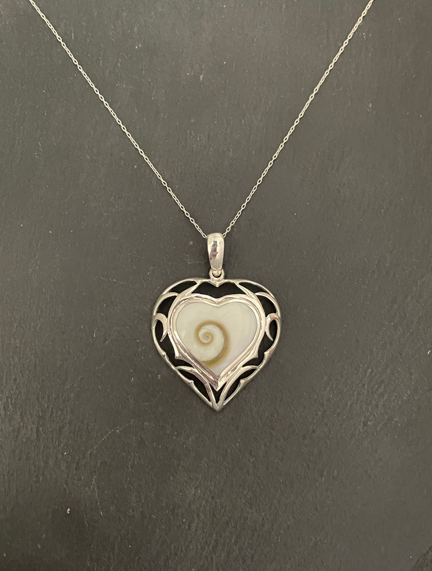 Shiva Shell and Silver Heart Pendant image 0