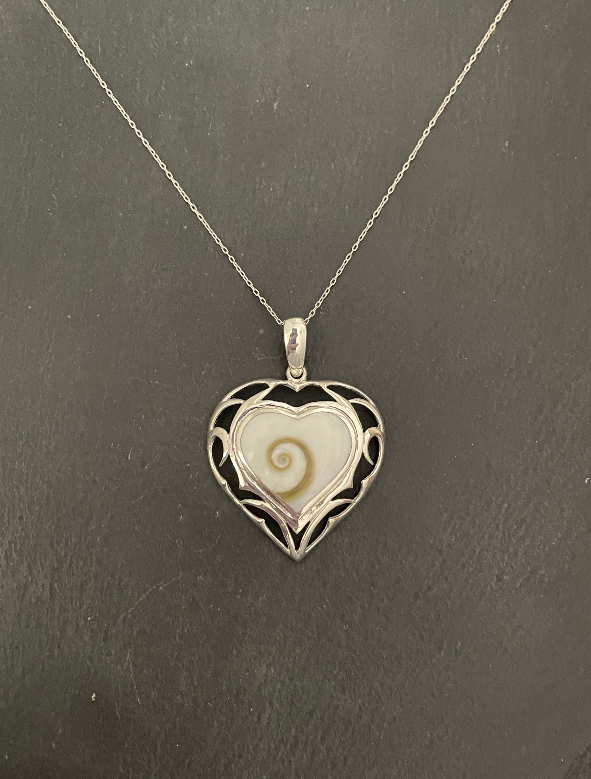 Shiva Shell and Silver Heart Pendant image 0