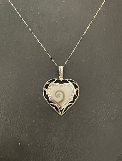 Shiva Shell and Silver Heart Pendant image 0
