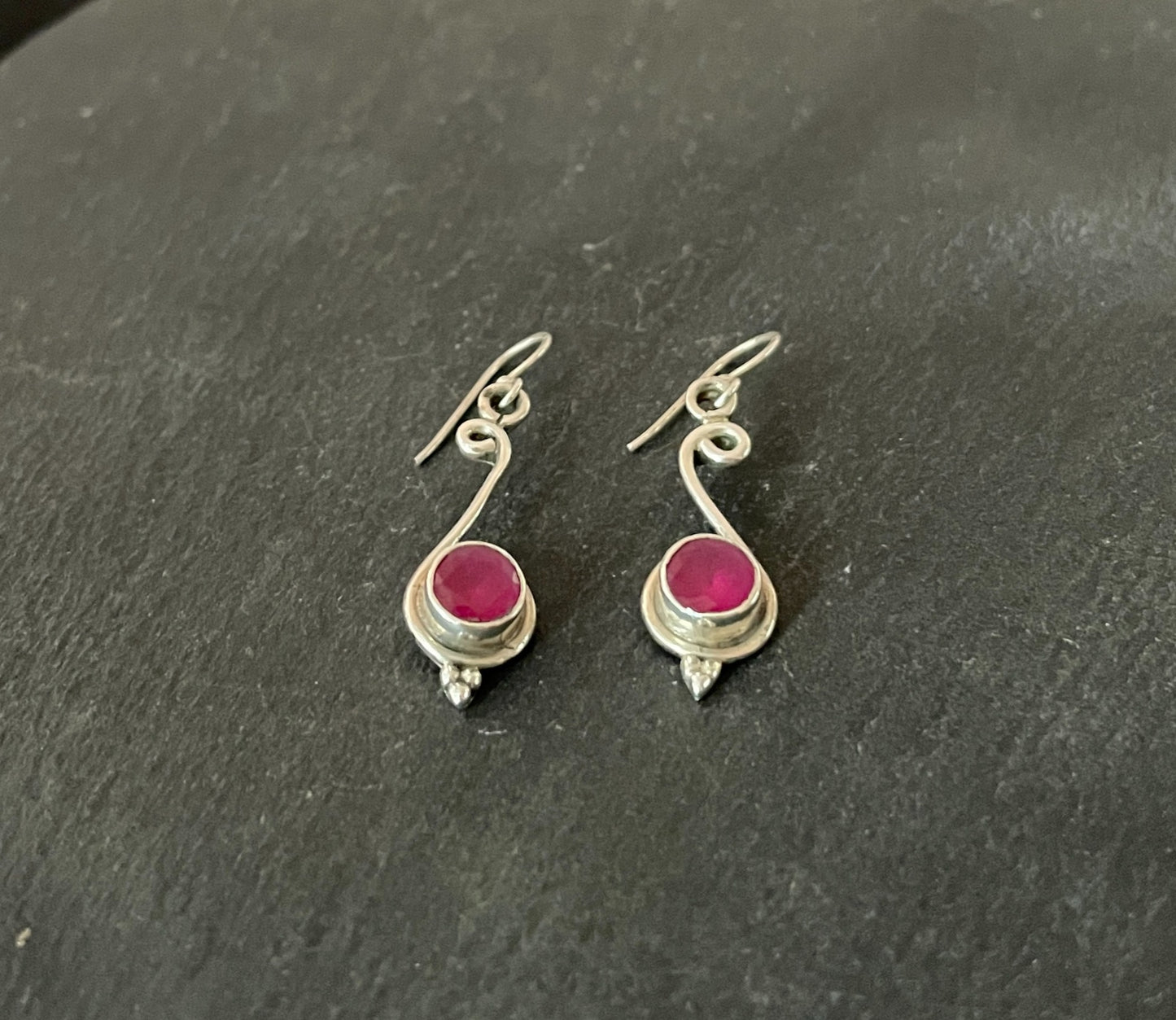 Ruby and Silver Earrings image 1