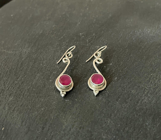 Ruby and Silver Earrings image 1