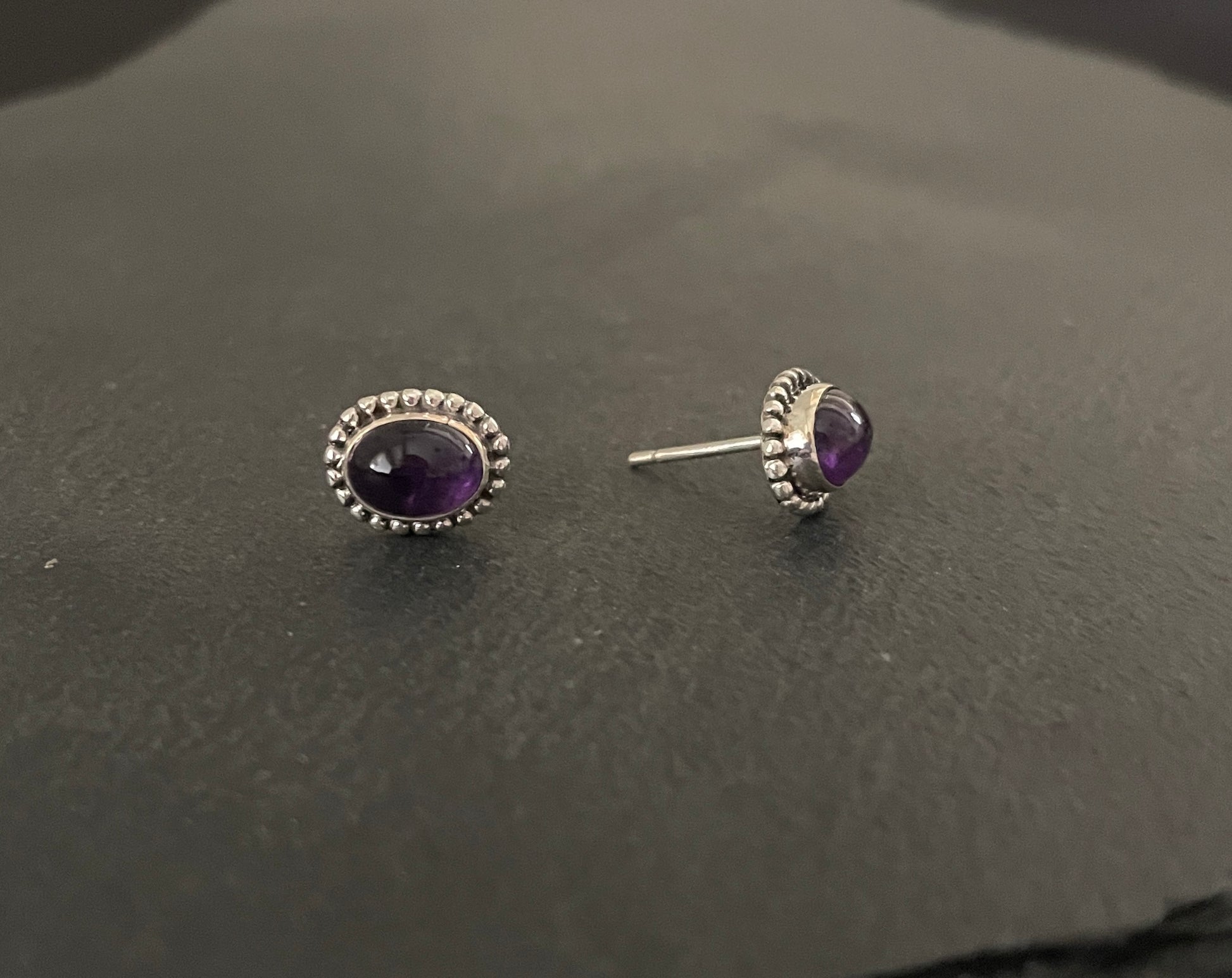 Amethyst Oval Stud Earrings image 1