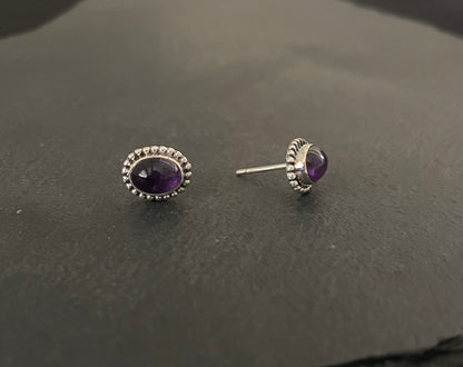 Amethyst Oval Stud Earrings image 1