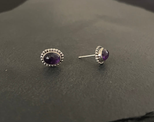 Amethyst Oval Stud Earrings image 1