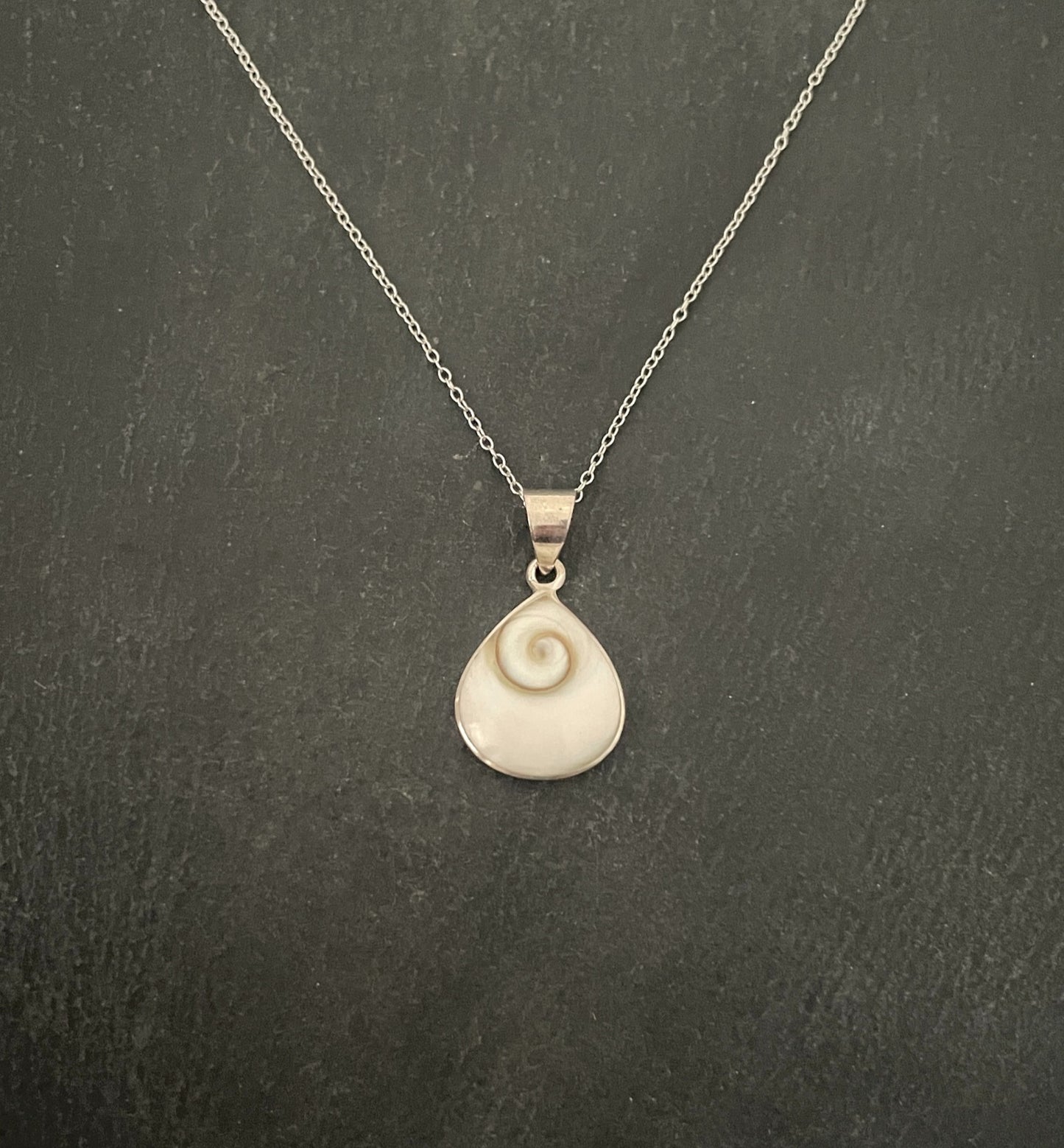 Shiva Shell and Silver Teardrop Pendant image 0