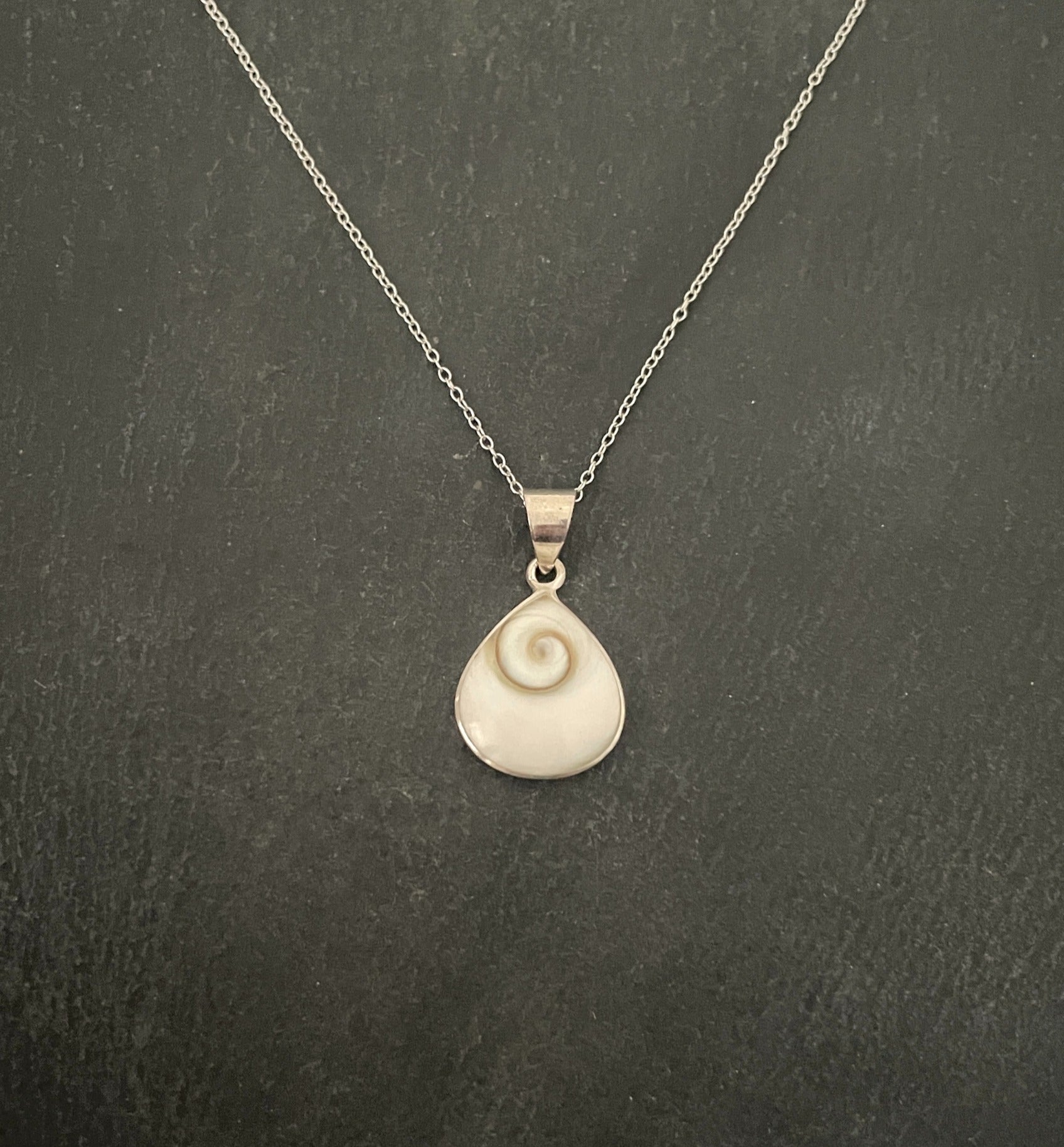 Shiva Shell and Silver Teardrop Pendant image 0