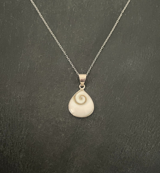 Shiva Shell and Silver Teardrop Pendant image 0